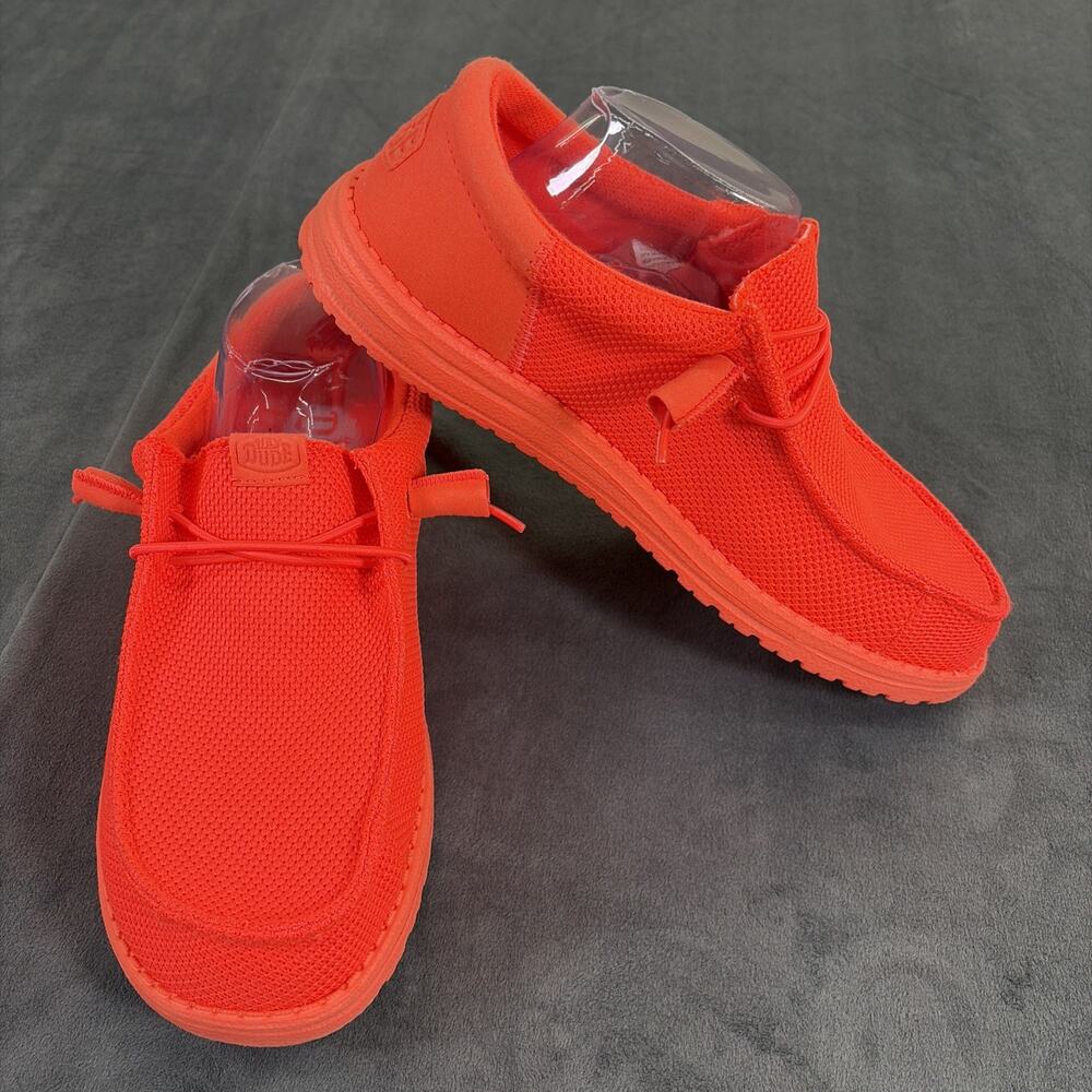 Hey Dude Wally Funk Mono Mens Loafer Shoes Sz 9 Orange Slip-On Round Toe